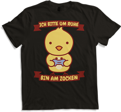 Produktbild von T-Shirt Ich bitte um Ruhe, bin am zocken Gamer Sprüche Küken Zocker