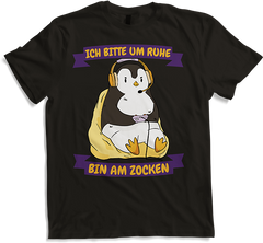 Produktbild von T-Shirt Ich bitte um Ruhe bin am zocken Gamer Sprüche Pinguin Zocker