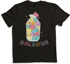 Produktbild von T-Shirt Ich hänge an der Flasche Lustige Katzen Sprüche Katzenspruch