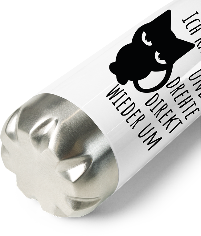 Produktbild vom Boden der Thermoflasche Ich kam sah und drehte direkt wieder um Katzen Spruch Kater
