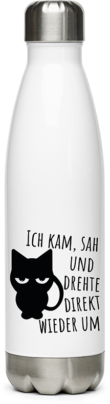 Produktbild von Edelstahlflasche Ich kam sah und drehte direkt wieder um Katzen Spruch Kater
