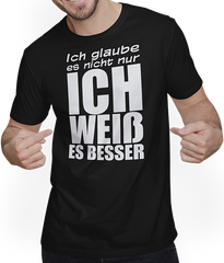 Produktbild von T-Shirt mit Mann Ich weiß es besser Frecher Teenager Spruch Mädchen Jungen