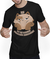 Produktbild von T-Shirt mit Mann Ich, wie ich dummen Menschen zuschaue Freche Katzen Sprüche