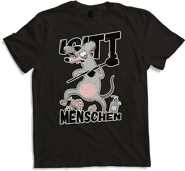 Produktbild von T-Shirt Igitt Menschen Ratte Spruch Farbratte die Maske trägt Ratten