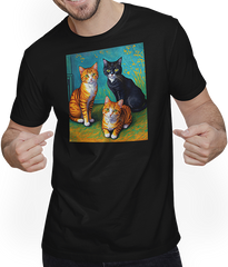 Produktbild von T-Shirt mit Mann Impressionistische Katze Impressionismus Katzen Malerei Katze Kunstwerk