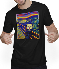 Produktbild von T-Shirt mit Mann Impressionistische lustige Katze schreiende Impressionismus Katzen