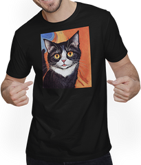 Produktbild von T-Shirt mit Mann Impressionistische lustige Katze schreiende Impressionismus Katzen