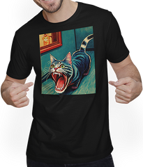 Produktbild von T-Shirt mit Mann Impressionistische lustige Katze schreiende Impressionismus Katzen