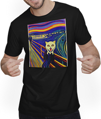 Produktbild von T-Shirt mit Mann Impressionistische lustige Katze schreiende Impressionismus Katzen