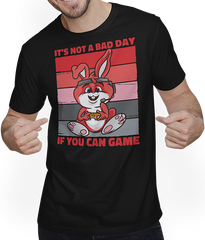 Produktbild von T-Shirt mit Mann It's Not A Bad Day If You Can Game Hase Zocker Gamer Spruch