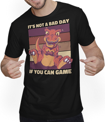 Produktbild von T-Shirt mit Mann It's Not A Bad Day If You Can Game T-Rex Zocker Gamer Spruch