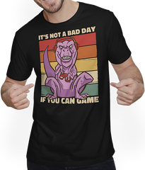 Produktbild von T-Shirt mit Mann It's Not A Bad Day If You Can Game T-Rex Zocker Gamer Spruch