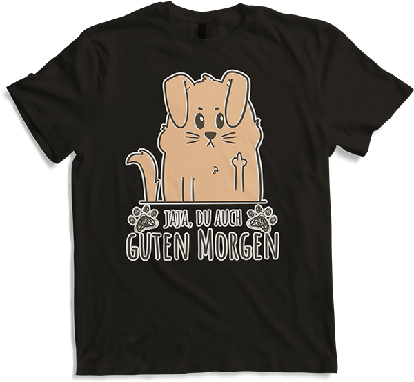 Produktbild von T-Shirt Jaja Du auch Guten Morgen Mittelfinger Hunde Stinkefinger