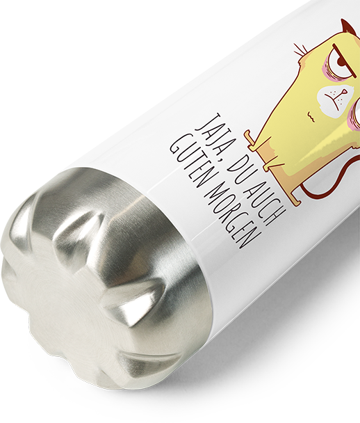 Produktbild vom Boden der Thermoflasche Jaja, Du auch Guten Morgen Morgenmuffel Gelaunte Katze