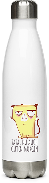 Produktbild von Edelstahlflasche Jaja, Du auch Guten Morgen Morgenmuffel Gelaunte Katze