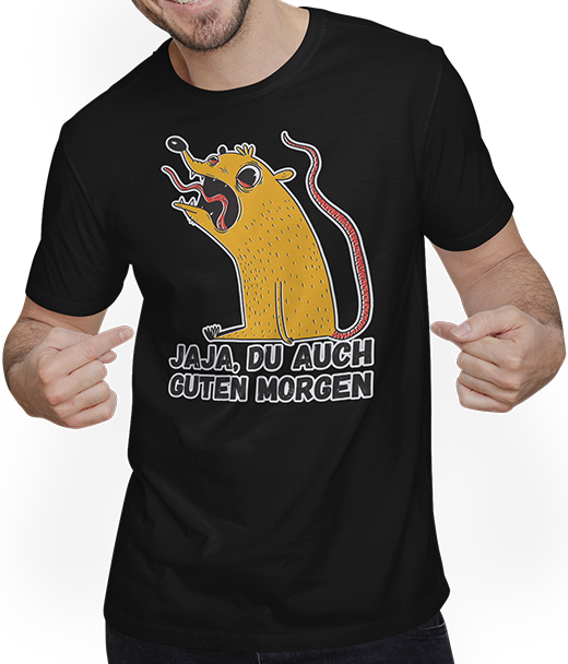Produktbild von T-Shirt mit Mann Jaja, Du auch guten Morgen Morgenmuffel  Langschläfer Ratten