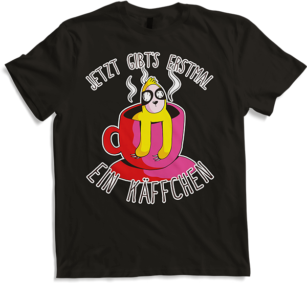 Produktbild von T-Shirt Jetzt gibt's erstmal ein Käffchen Faultier Kaffee Sprüche