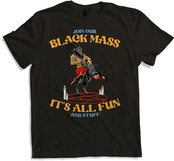 Produktbild von T-Shirt Join Our Black Mass It's All Fun Pentagramm Baphomet Vintage
