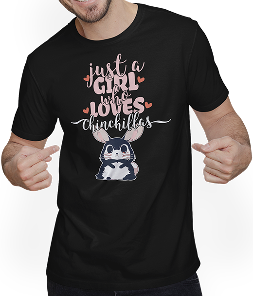 Produktbild von T-Shirt mit Mann Just A Girl Who Loves Chinchilla-Spruch