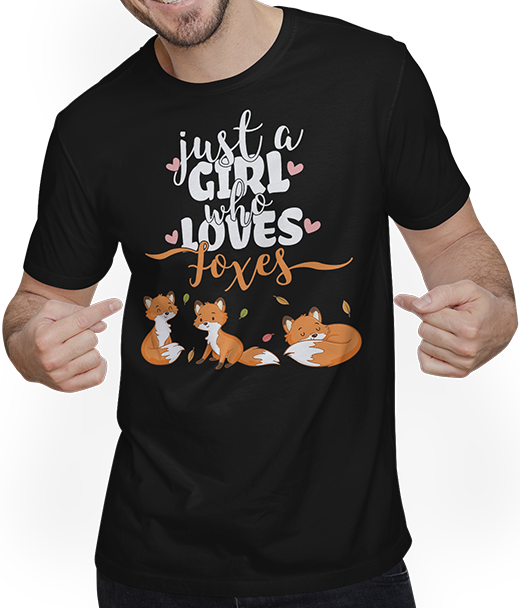 Produktbild von T-Shirt mit Mann Just A Girl Who Loves Foxes | Füchse | Lustiger Fuchsspruch