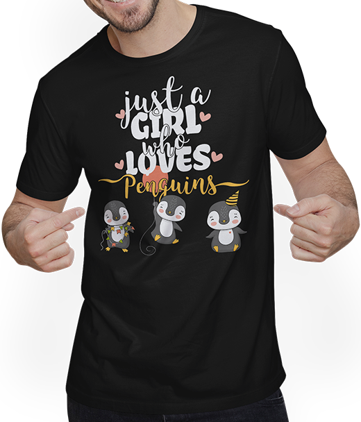 Produktbild von T-Shirt mit Mann Just A Girl Who Loves Penguins | Lustiger Pinguin Spruch