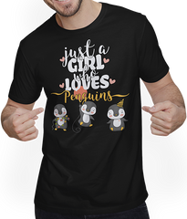 Produktbild von T-Shirt mit Mann Just A Girl Who Loves Penguins | Lustiger Pinguin Spruch