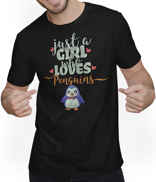Produktbild von T-Shirt mit Mann Just A Girl Who Loves Penguins | Mädchen Sprüche Pinguin