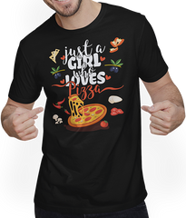 Produktbild von T-Shirt mit Mann Just A Girl Who Loves Pizza | Lustiger Spruch für Mädchen