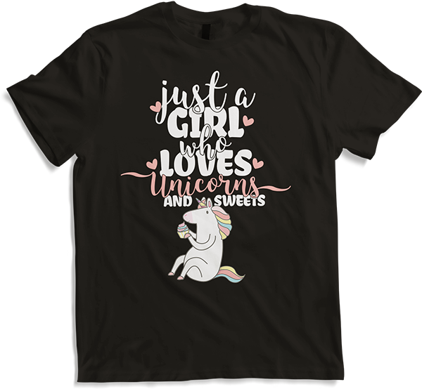 Produktbild von T-Shirt Just A Girl Who Loves Unicorns Lustiger Spruch Einhorn