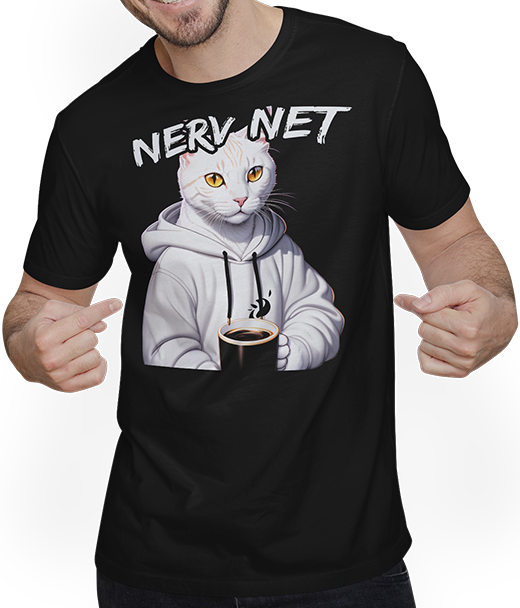 Produktbild von T-Shirt mit Mann Katze "Nerv Net" Freche Mädchen Sprüche Jungen Spruch