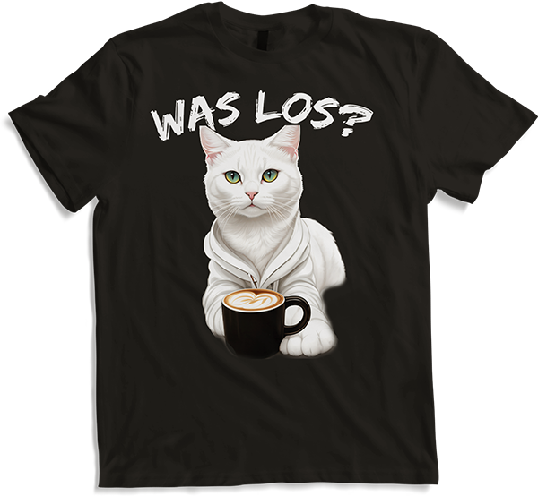 Produktbild von T-Shirt Katze "Was los?" Freche Mädchen Sprüche Jungen Spruch