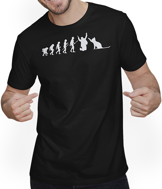 Produktbild von T-Shirt mit Mann Katzen | Die Evolution der Menschheit | Lustige Katzenspruch Katzenliebhaber