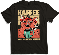 Produktbild von T-Shirt Katzen weil Menschen Nerven Morgenmuffel Kaffee Sprüche