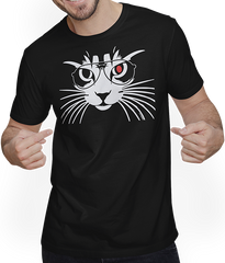 Produktbild von T-Shirt mit Mann Katzengesicht Sonnenbrille Geburtstag Katze Spruch