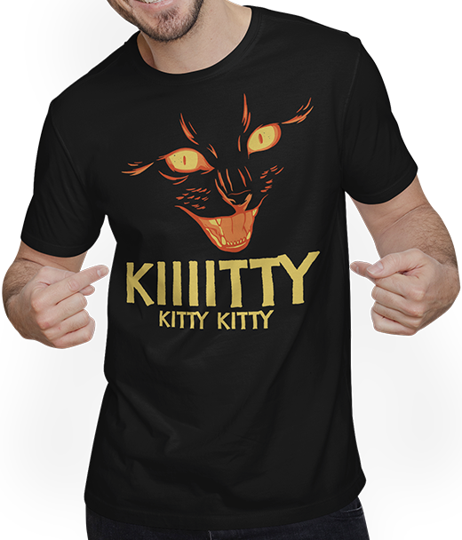 Produktbild von T-Shirt mit Mann Kiiiitty Kitty Kitty Sarkastischer Ironischer Katzen Spruch