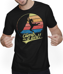 Produktbild von T-Shirt mit Mann Klettern wie ein Mädchen | Klettern Damen | Boulderinnen