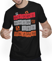 Produktbild von T-Shirt mit Mann Koffein Periodensystem der Elemente Kaffee Spruch PSE Chemie