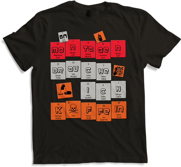 Produktbild von T-Shirt Koffein Periodensystem der Elemente Kaffee Spruch PSE Chemie