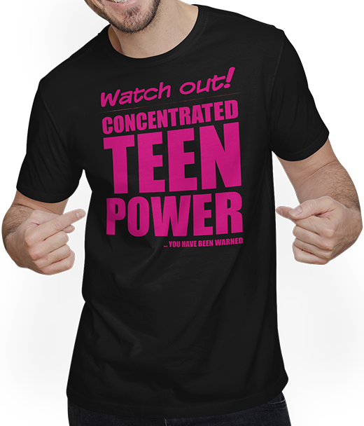 Produktbild von T-Shirt mit Mann Konzentrierte Teen Power Lustiger frecher Spruch Teenager Teenager Teenager