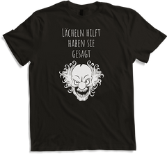 Produktbild von T-Shirt Lächeln hilft | Lustiger Spruch | Verrückter irrer Clown