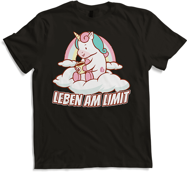 Produktbild von T-Shirt Leben am Limit Kaffee Koffein Einhorn Sprüche Mädchen