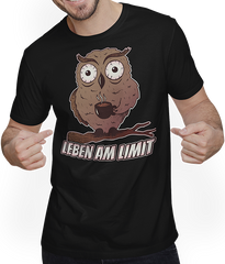 Produktbild von T-Shirt mit Mann Leben am Limit lustige Eulen Sprüche Mädchen Kaffee Koffein