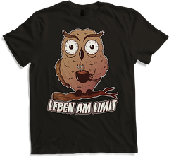 Produktbild von T-Shirt Leben am Limit lustige Eulen Sprüche Mädchen Kaffee Koffein