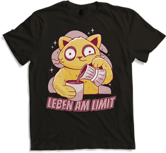 Produktbild von T-Shirt Leben am Limit lustige Katzen Sprüche Mädchen Kaffee Koffein