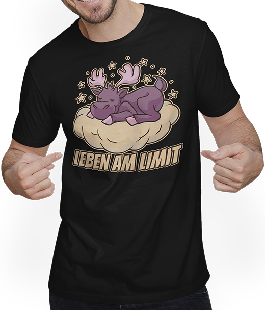 Produktbild von T-Shirt mit Mann Leben am Limit lustiger Elch Sprüche für Mädchen & Jungs