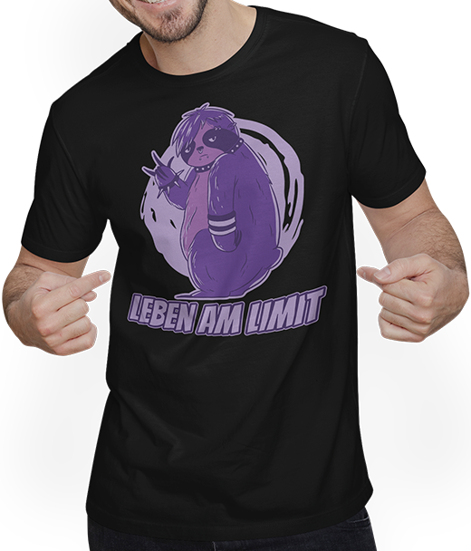 Produktbild von T-Shirt mit Mann Leben am Limit lustiger Faultier Sprüche Emocore Gothic Emo