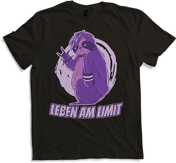 Produktbild von T-Shirt Leben am Limit lustiger Faultier Sprüche Emocore Gothic Emo