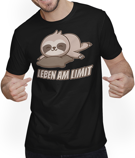 Produktbild von T-Shirt mit Mann Leben am Limit lustiger Faultier Sprüche für Mädchen & Jungs