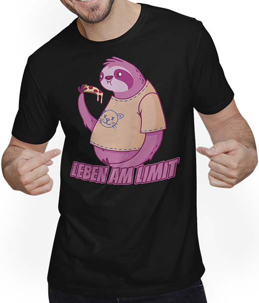 Produktbild von T-Shirt mit Mann Leben am Limit lustiger Faultier Sprüche für Mädchen & Jungs