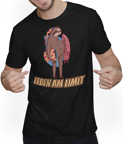 Produktbild von T-Shirt mit Mann Leben am Limit lustiger Faultier Sprüche für Mädchen & Jungs